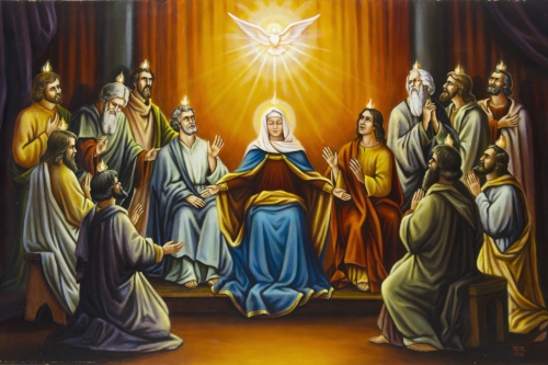 La Descente du Saint-Esprit sur la Sainte Vierge et les Apôtres. Tableau O.D.M.